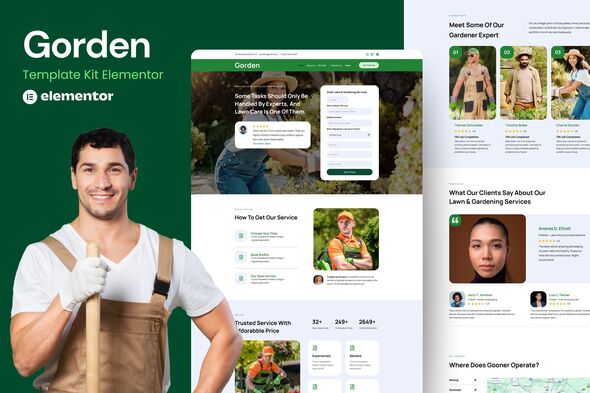 Gorden - Lawn & Gardening Service Elementor Template Kit