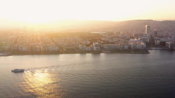 Beautiful Sunset on Aegean Coast of Turkish City