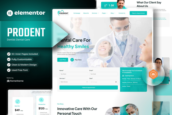 Prodent - Dentist Dental Care Elementor Template Kit