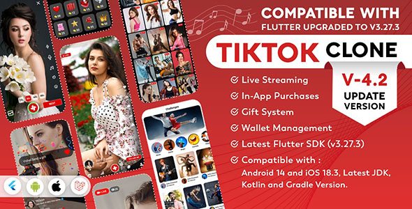 Flutter - TikTok Clone | Triller Clone & Short Video Streaming Mobile App for Android & iOS