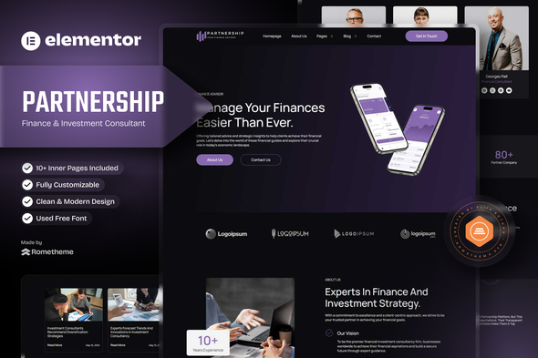 Partnership - Finance & Investment Consultant Elementor Template Kit