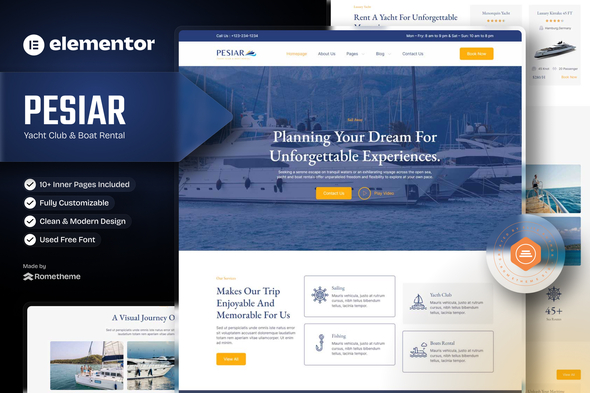 Pesiar - Yacht Club & Boat Rental Elementor Template Kit