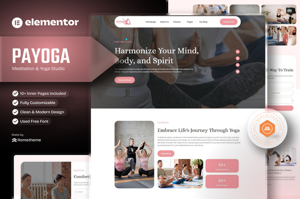 Payoga - Meditation & Yoga Studio Elementor Template Kit