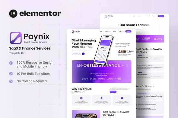 Paynix - SaaS & Finance Services Elementor Template Kit