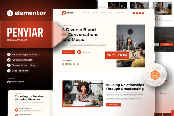 Penyiar - Radio & Podcast Elementor Template Kit
