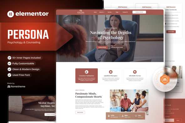 Persona - Psychology & Counseling Elementor Template Kit