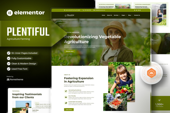 Plentiful - Agriculture Farming Elementor Template Kit