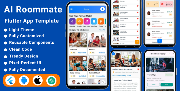 AI-Powered Roommate Finder Flutter App | Roommate App Flutter Template