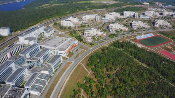 View From a Drone on the Campus of the Far Eastern Federal University FEFU