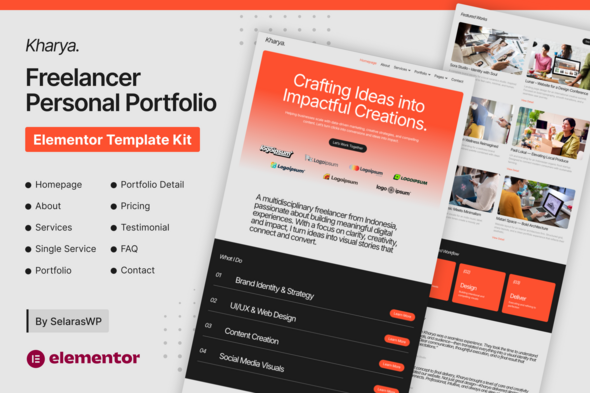 Kharya - Personal CV Freelancer Elementor Template Kit