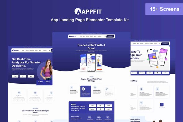 Appfit - App Landing Page Elementor Pro Template Kit