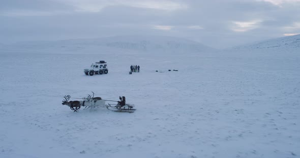 Big Camp of Yurts in the Middle of Arctic Taking