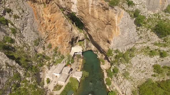 Aerial Shot Of Blagaj And Buna River, Bosnia And Herzegovina