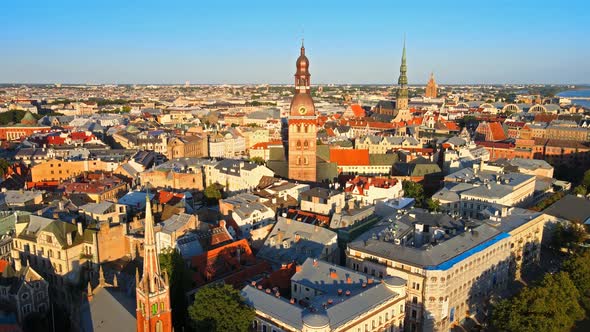 Old Riga city aerial view