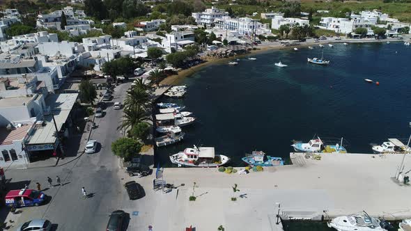 Livadi beach on the island of Serifos in the Cyclades in Greece seen from the