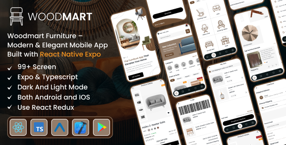 Woodmart Furniture – Modern & Elegant Mobile App Built with Expo (React Native)