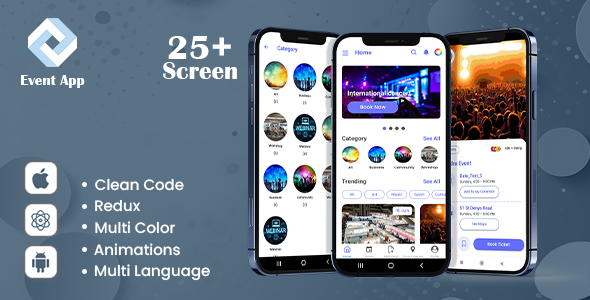 Event - Event Management | Event Planner | Ticket Booking React Native iOS/Android App Template