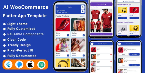 AI WooCommerce Flutter App Template | AI Images, Chatbots, and Automated Order Tracking System