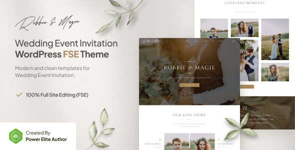 Robbie & Magie - Wedding Event Invitation Gutenverse FSE WordPress Theme