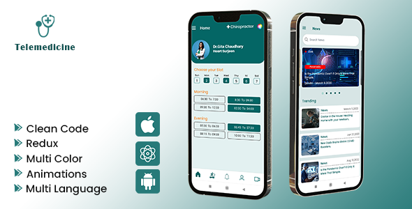 Telemedicine Doctor - Appointment Booking application React Native iOS App Template for TeleHealth
