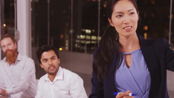 Businesswoman leading meeting in conference room