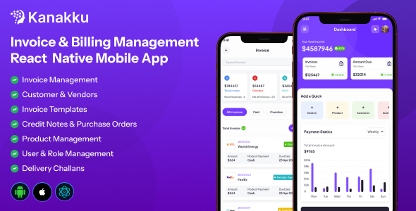 Kanakku - React Native Mobile App Addon