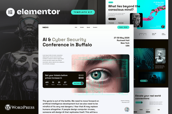 Nexi - AI & Cyber Security Event Conference Elementor Pro Template Kit