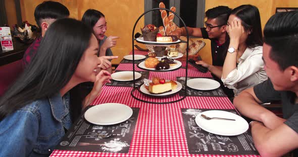 Group Of Friend Happy With Sweet Dessert