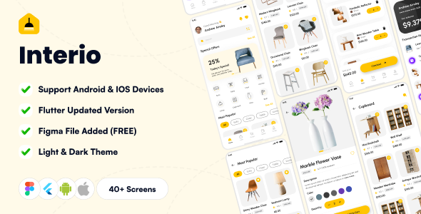 Interio – Furniture Ecommerce App Template | Flutter UI | Figma FREE