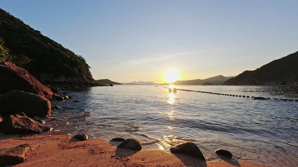 Timelapse of Sunset on Chung Hung Kok Beach near Stanley in Hong Kong