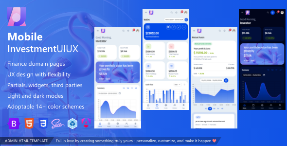 Mobile InvestmentUIUX Finance Wallet App Bootstrap 5 HTML Template Angular 19 Starter kit