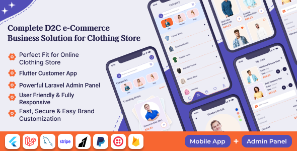 DressyLane – D2C Clothing Store Mobile App with Flutter & Laravel Backend with Admin Panel (Android/