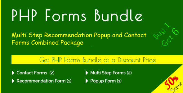 PHP Forms Bundle - Multi Step Recommendation Popup and Contact Forms Combined Package