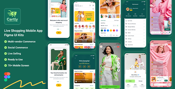 Cartly – Live Shopping Mobile App Figma UI Kits