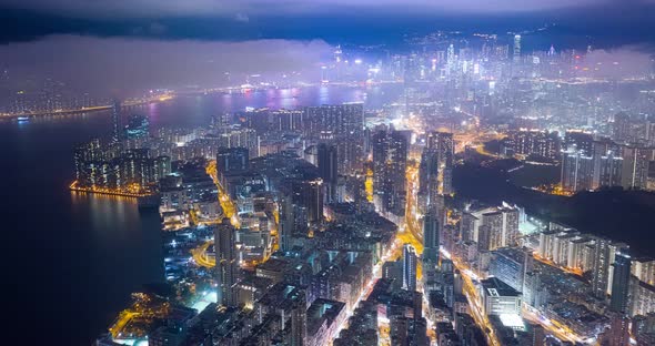 Hong Kong city at night, timelapse