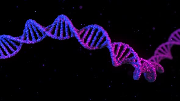 3D Rendered Neon DNA Molecule Looped Animation alt