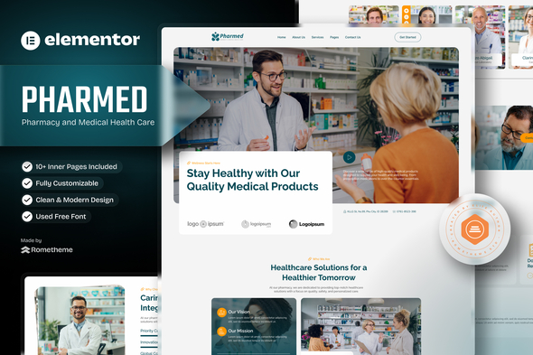 Pharmed - Pharmacy & Medical Health Care Elementor Template Kit