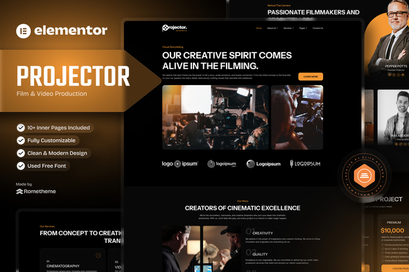 Projector - Film & Video Production Elementor Template Kit