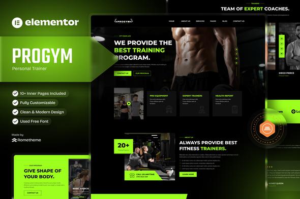 Progym - Personal Trainers & Fitness Elementor Template Kit