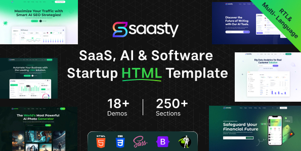 Saasty - Sass, AI & Software Startup Business Template