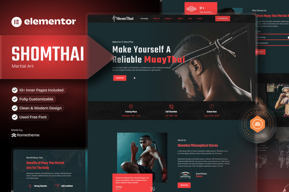 Shomthai - Martial Art Elementor Template Kit