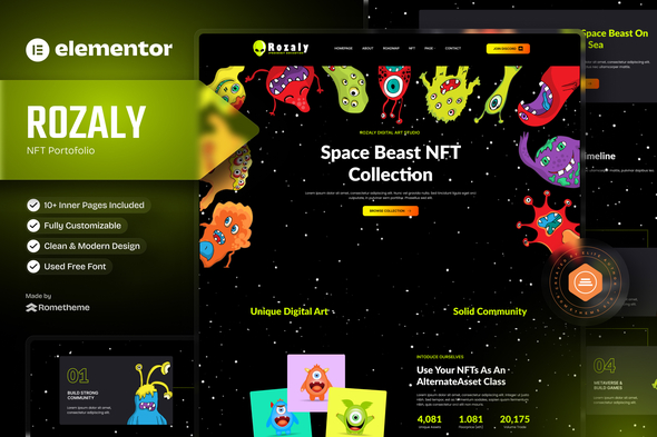 Rozaly - NFT Portofolio Elementor Template Kit