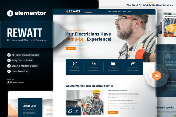 Rewatt -  Professional Electrical Services Elementor Template Kit