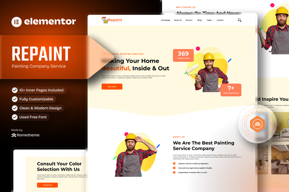 Repaint - Painting Company Service Elementor Template Kit
