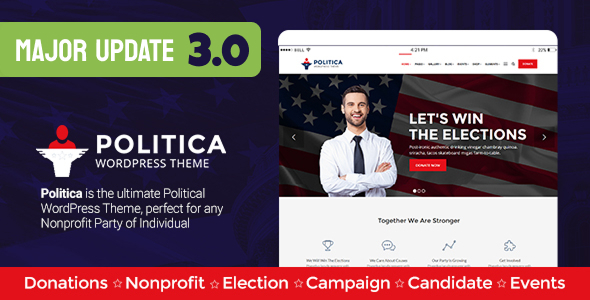 Politica - A Modern Political Party & Candidate WordPress Theme