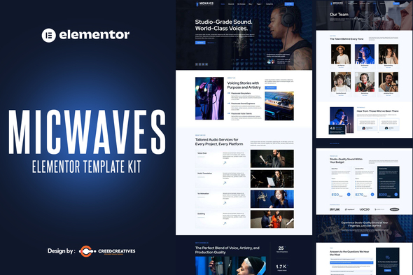 Micwaves - Voice Over Services Elementor Pro Template Kit