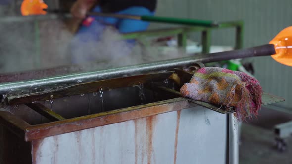 Blow Glass is Cooled with Water