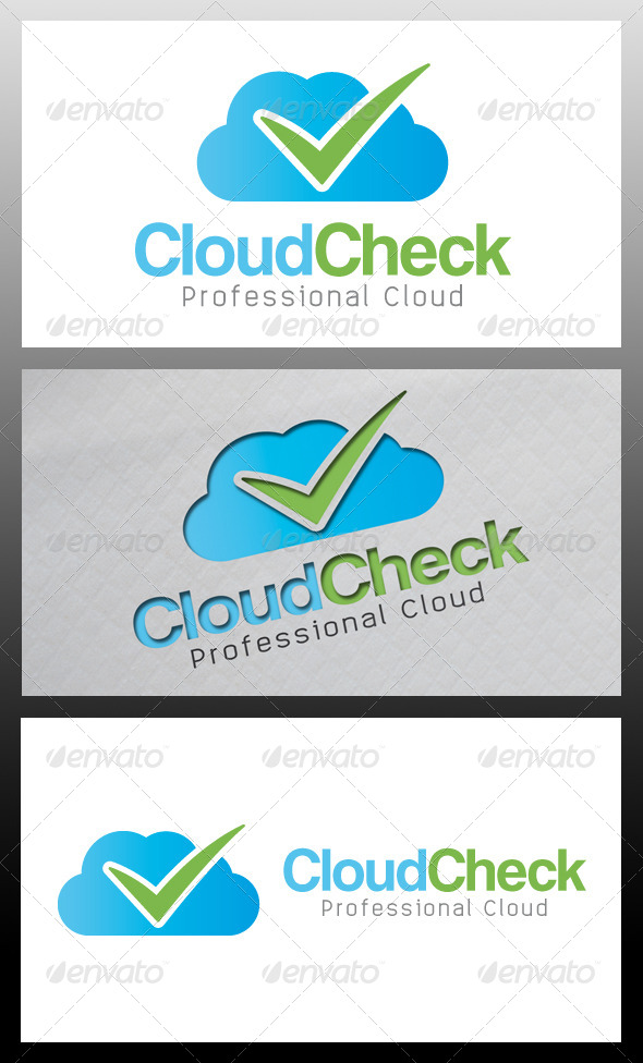 Cloud Tick Check Mark Logo Template