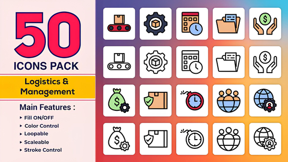 Dual Icons Pack Management and Logistics Icons
