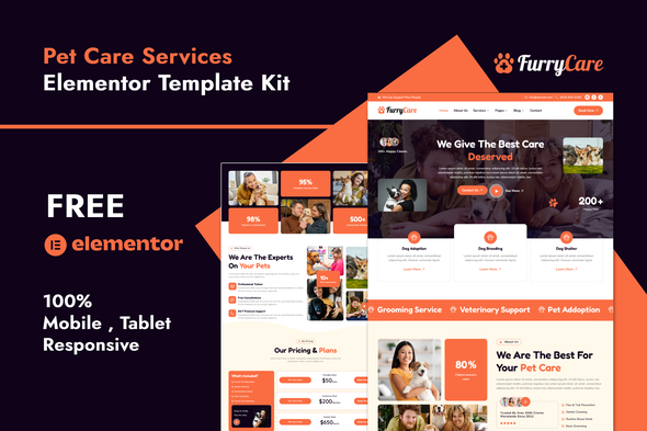 Furrycare - Veterinary & Pet Care Services Elementor Template Kit
